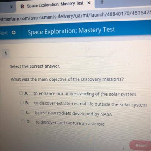 Select the correct answer.
What was the main objective of the Discovery missions?