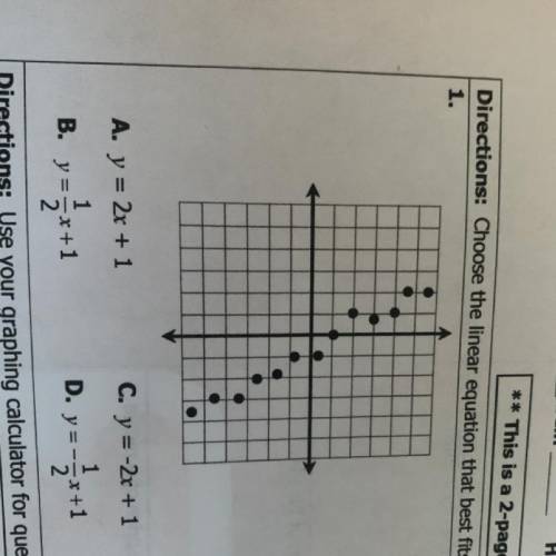 Choose the linear equation that best fits the data shown on the graph