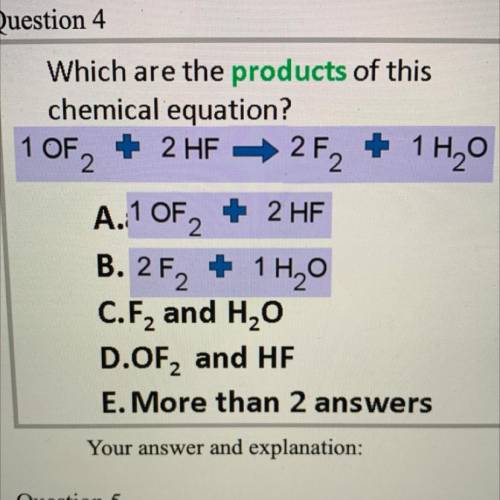 Which ones are the products of this chem equation?