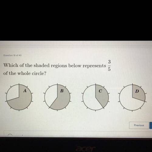 Which of the shaded regions below represents of the whole circle?