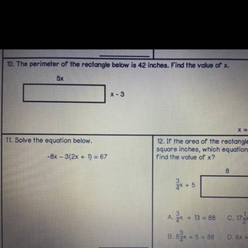 What is the answer for number 10 and 11 don’t worry about number 12