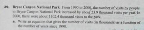 From 1990 to 2000, the number of visits by the people to Bryce Canyon National Park increased by ab