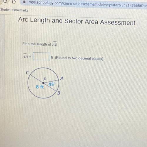 Find the length of AB

AB=
ft (Round to two decimal places)
c
P
A
8 ft
45°
B