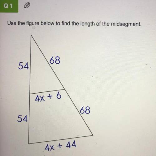 Use the figure below to Find midsegment please help