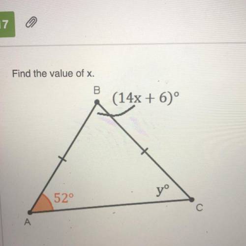 Find the value of x. PLEASE HELP I GOT 13 MINS I’ll cashapp you comment cashtag when you find the a