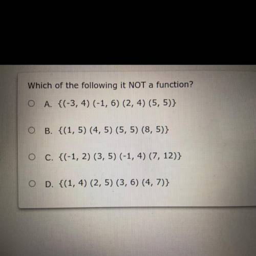 Which of the following is NOT a function? PLS HELP ME!!!