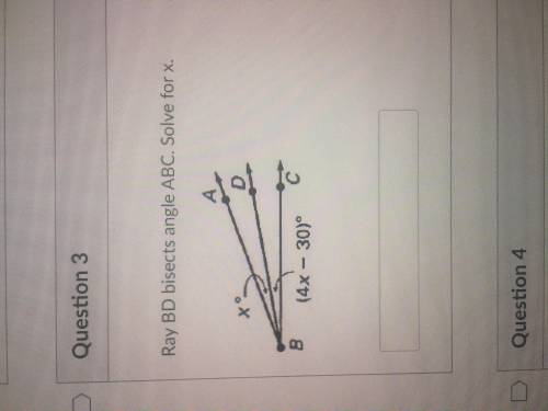 Ray bd bisects angle abc. solve for x