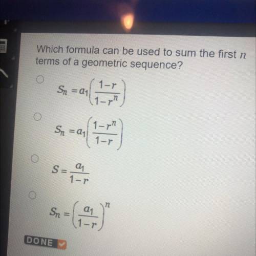 PLEASE HELP ITS TIMED

Which formula can be used to sum the