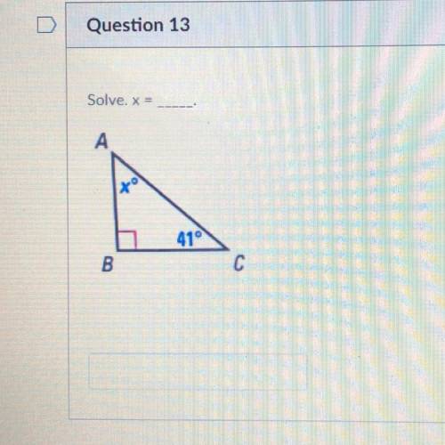 Solve. x =
A
41°
B.
C
Plz help me fast