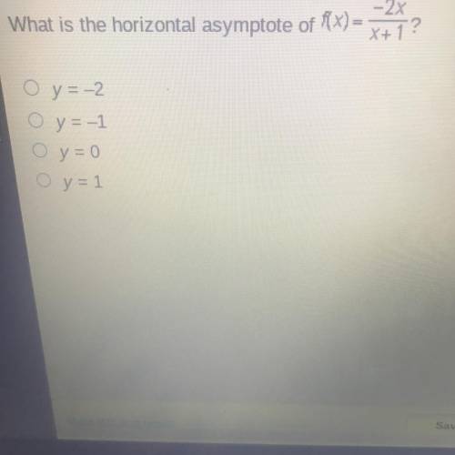 What is the horizontal asymptote of f(X) = -2x/x+1?