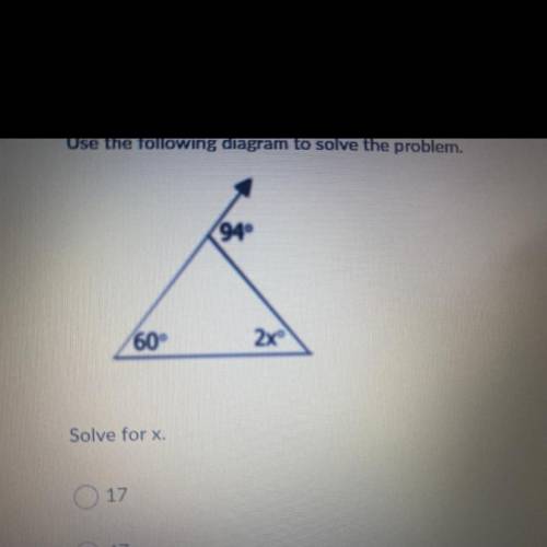 Solve for X
17 
47
34
13