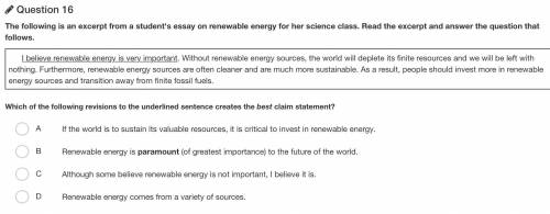 The following is an excerpt from a student's essay on renewable energy for her science class. Read