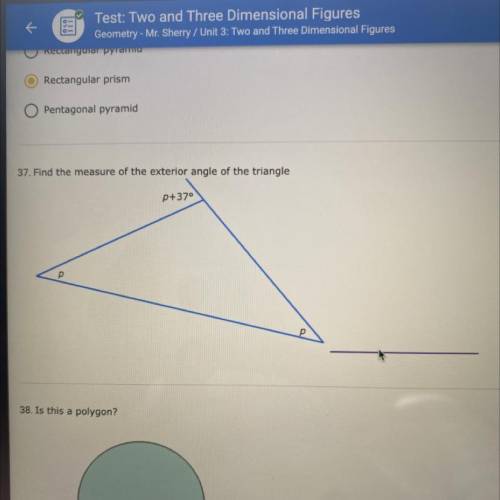 HELP ASAP PLEASE. Find the measure of the exterior angle of the triangle