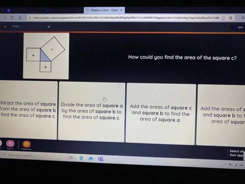 How could you find the area of the square c?
PLEASEE HELP