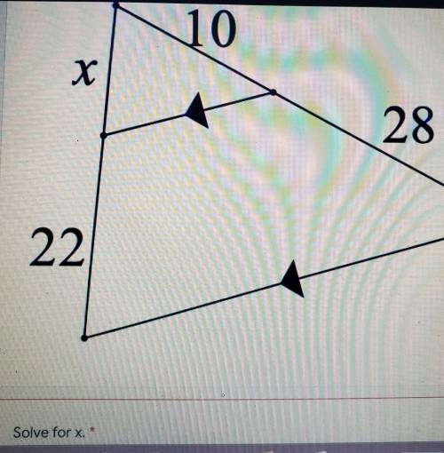 Solve for x. (this assignment is called similar triangles and parallel lines practice)