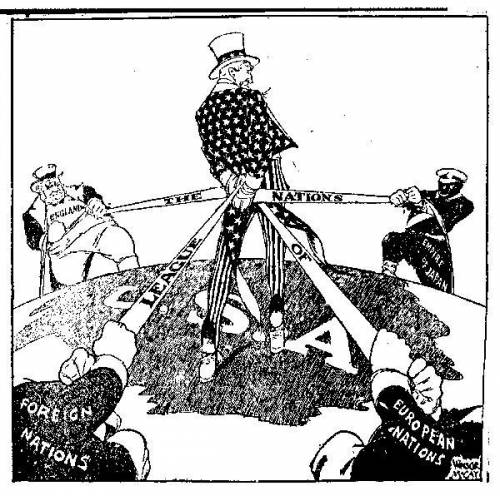 In this cartoon, the artist implies that the League of Nations

a was controlled by Europe.
b woul