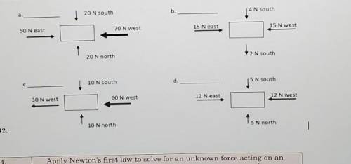 What would the net force be on the box in the problems shown below.( both force and direction).