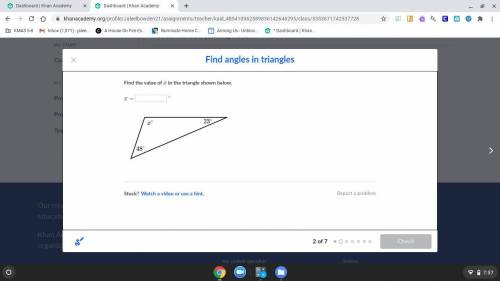 Find the value of xxx in the triangle shown below.

x =x=x, equals 
^\circ 
∘
degrees