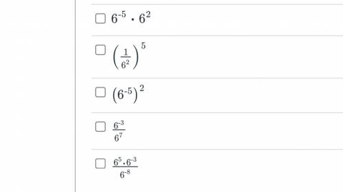 Select all the expressions that equal 6 to the power of-10.