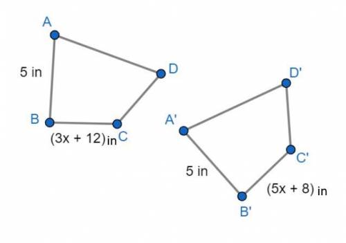 Given quadrilateral ABCD is congruent to Quadrilateral A'B'C'D', What is the measure of B'C'?

2in