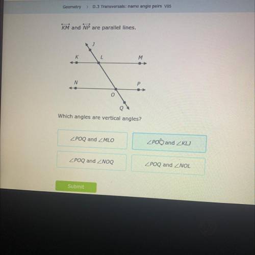 Which angles are vertical angles