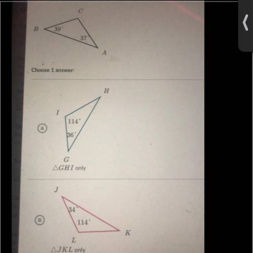 Can someone please help? the question is which triangles are similar to ABC?