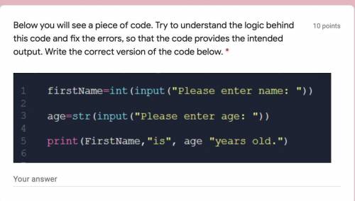 Below you will see a piece of code. Try to understand the logic behind this code and fix the errors