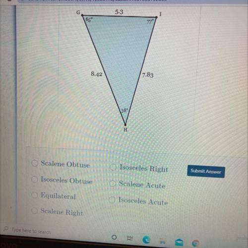 Determine the type of triangle this drawn below