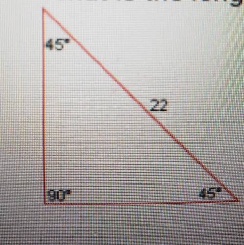 What is the length of each leg of the triangle below?