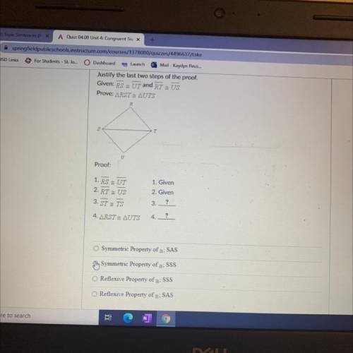 Justify the last two steps of the proof.