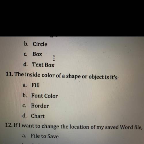 The inside color of a shape or object is it’s