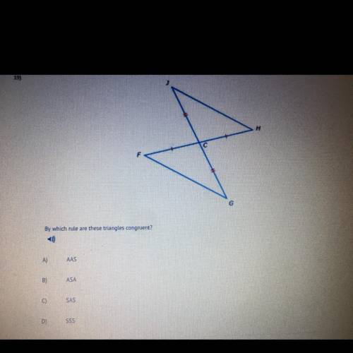 HELP ASAPP!!
By which rule are these triangles congruent?