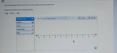 2 Use the drawing tools to form the correct answer on the number line. Graph the solution set to th