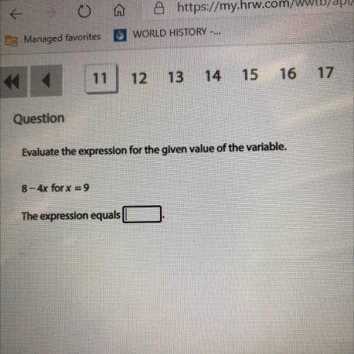8-4x for x = 9
The expression equals I