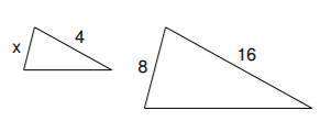 The triangles pictured below are proportional to each other. What is the measure of the missing sid