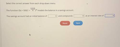 The function f= 5001 + 4 models the balance in a savings account.

The savings account had an init