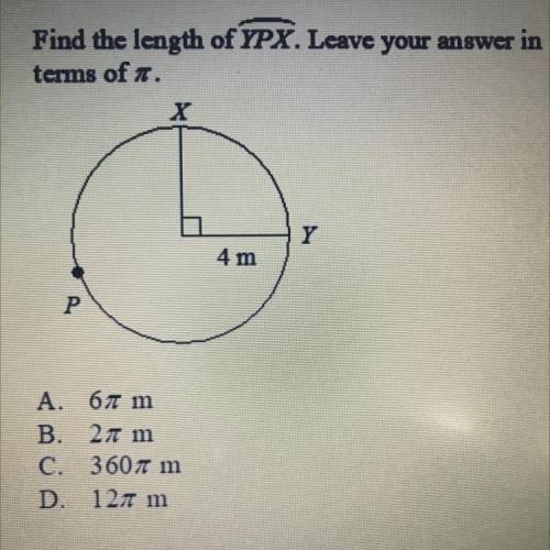 Find the length of YPX. Leave your answer in
terms of a
Y
4 
Р