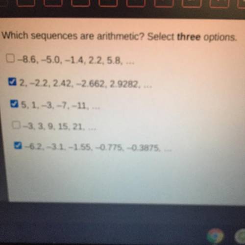 Which sequences are arithmetic? Select three options.