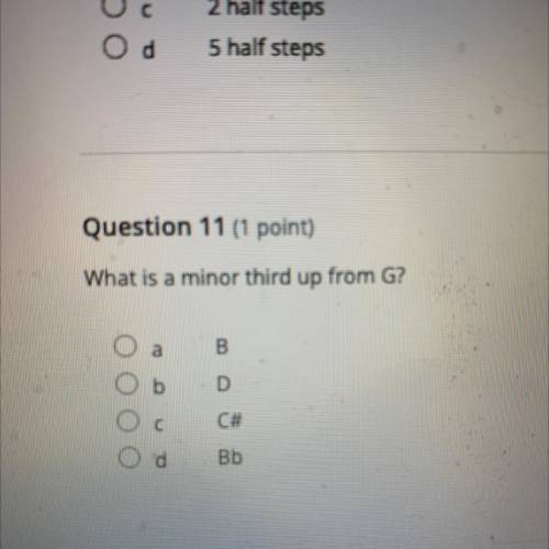 What is a minor third up from G?