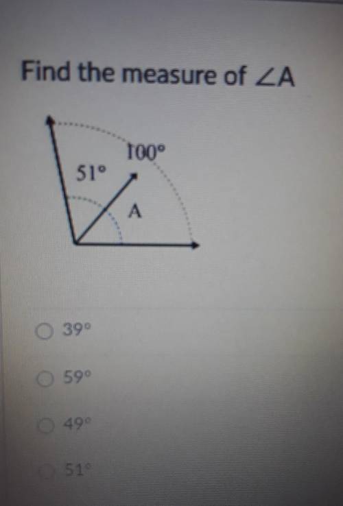 Find the measure of <A