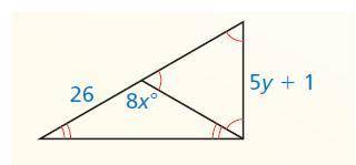 Find the values of x and y in the diagram.