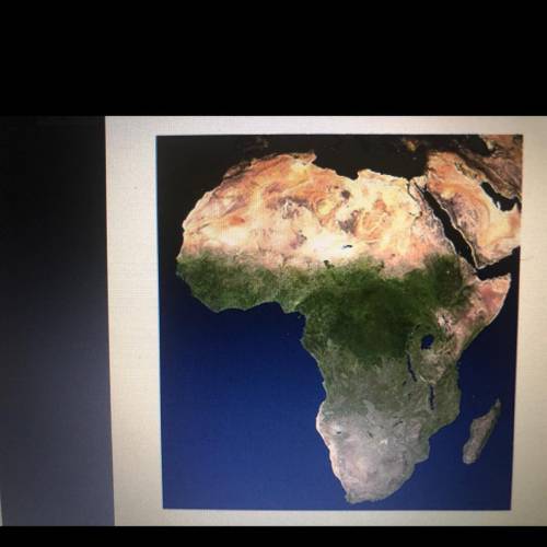 Look at the map of Africa below. What feature of the continent is described bt the different colors