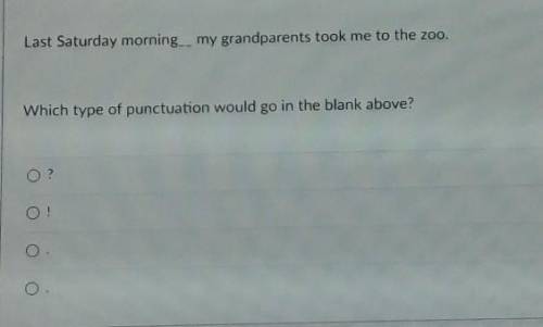 Last Saturday morning__ my grandparents took me to the zoo.

Which type of punctuation would go in