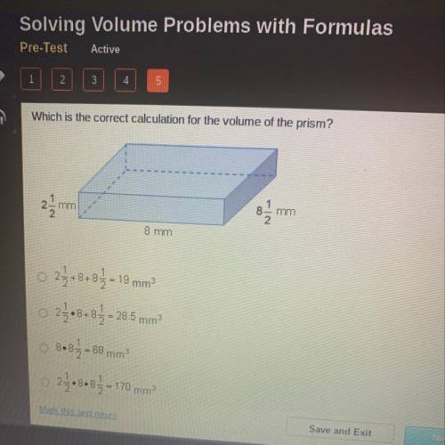 What is the correct calculation for the volume for the prism?
