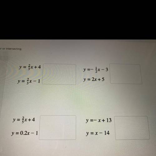 Determine if the pair of lines are parallel perpendicular or intersecting