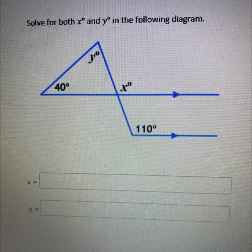 Solve for both x and y in the following diagram , i’m confused