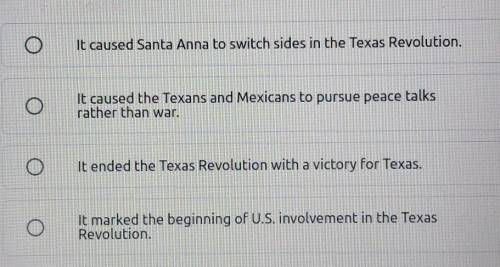 The painting below shows the Santa Anna surrender to Sam Houston after the battle of San Jacinto wh