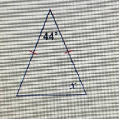 Given the isosceles triangle, solve for X.
