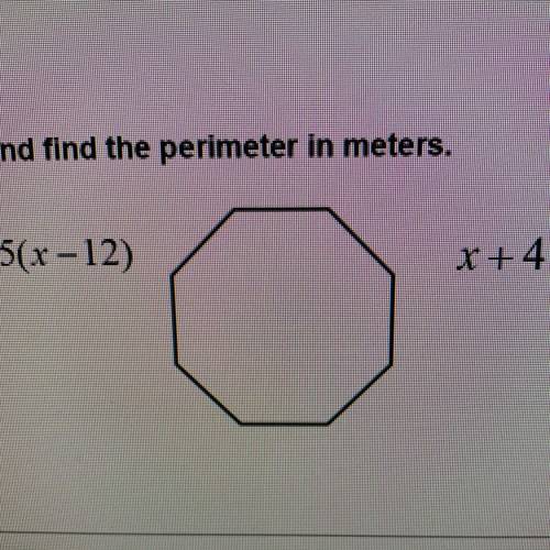 The following figure is a regular polygon. Solve for x and find the perimeter in meters.

5(x-12)