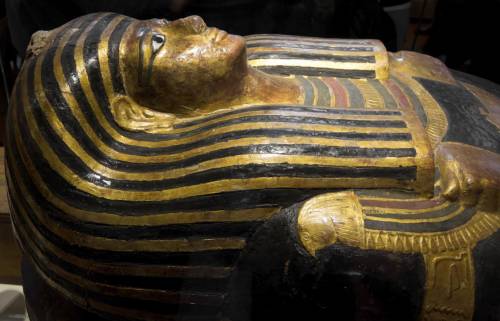 When looking at the image of the sarcophagus below, what can you interpret the Egyptian people valu